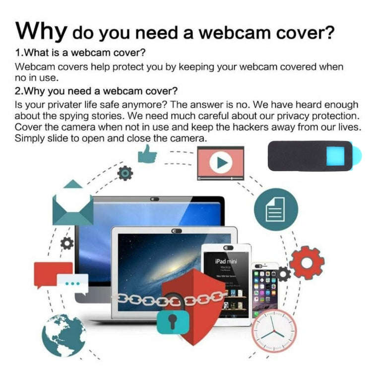 3 PCS Universal Ultra-thin Design Rectangle WebCam Cover Camera Cover for Desktop, Laptop, Tablet...