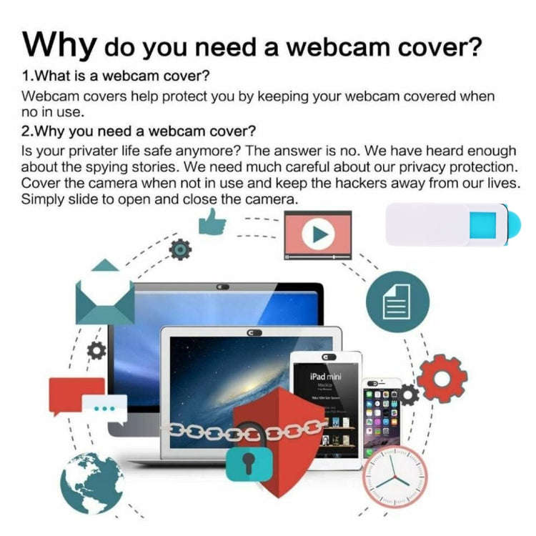 3 PCS Universal Ultra-thin Design Rectangle WebCam Cover Camera Cover for Desktop, Laptop, Tablet...