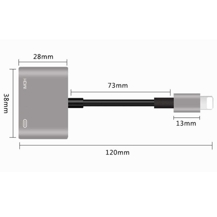 7565S 8 Pin to HDMI HDTV Projector Video Adapter Cable for iPad(Grey)