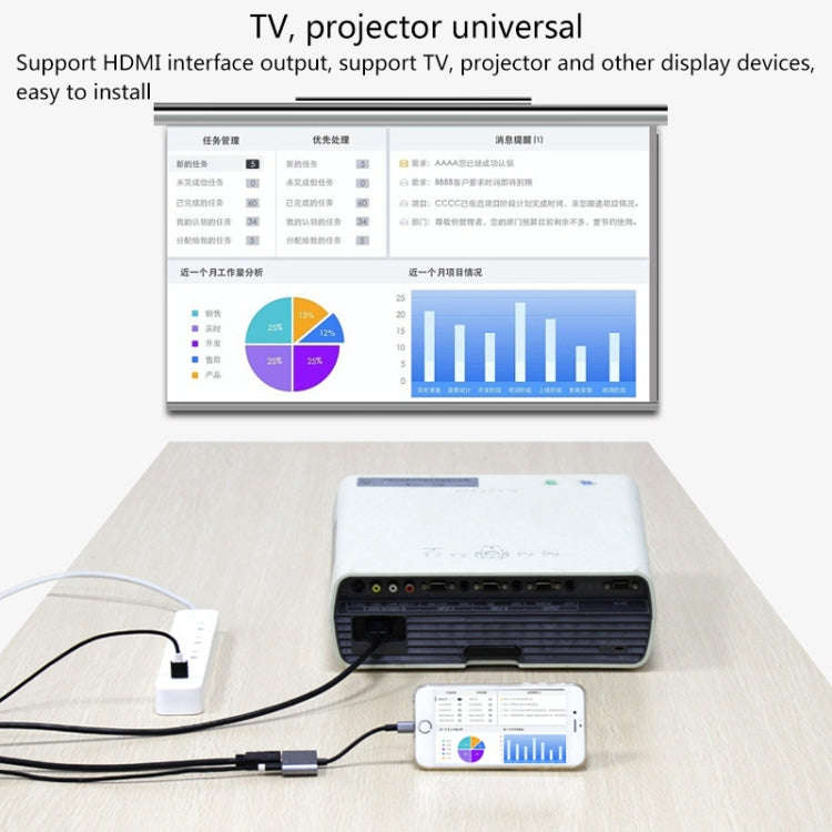 7565S 8 Pin to HDMI HDTV Projector Video Adapter Cable for iPad(Grey)