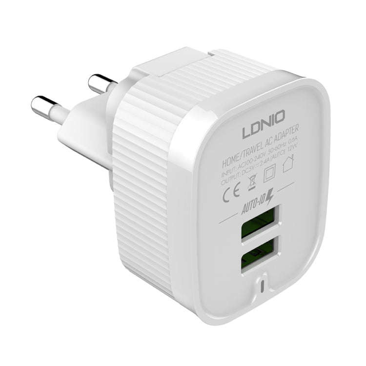 LDNIO A201 2.4A Dual USB Charging Head Travel Direct Charge Mobile Phone Adapter Charger With 8 P...