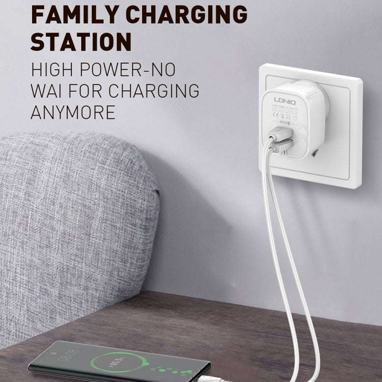 LDNIO A201 2.4A Dual USB Charging Head Travel Direct Charge Mobile Phone Adapter Charger With 8 P...