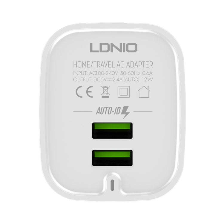 LDNIO A201 2.4A Dual USB Charging Head Travel Direct Charge Mobile Phone Adapter Charger With Mic...