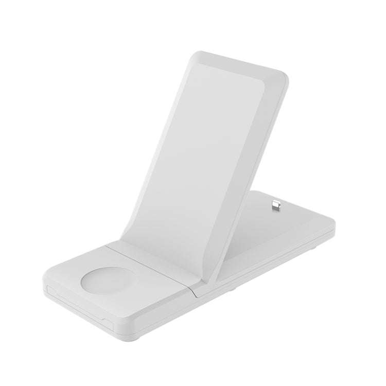 H6 3 in 1 Portable Folding Wireless Charger for iPhone + iWatch + AirPods(White)