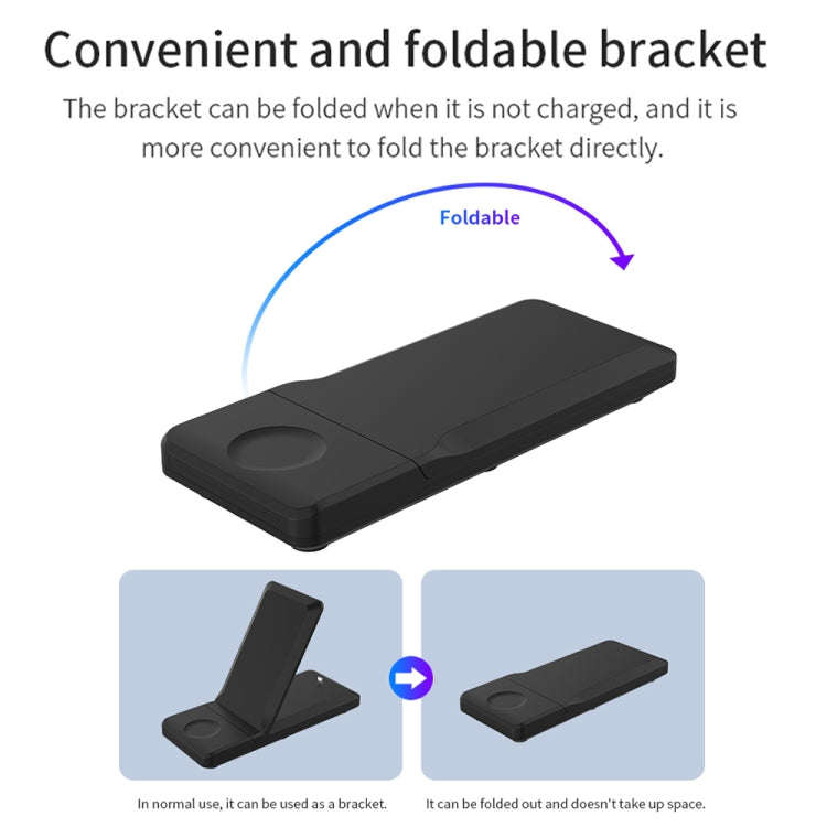 H6 3 in 1 Portable Folding Wireless Charger for iPhone + iWatch + AirPods(White)