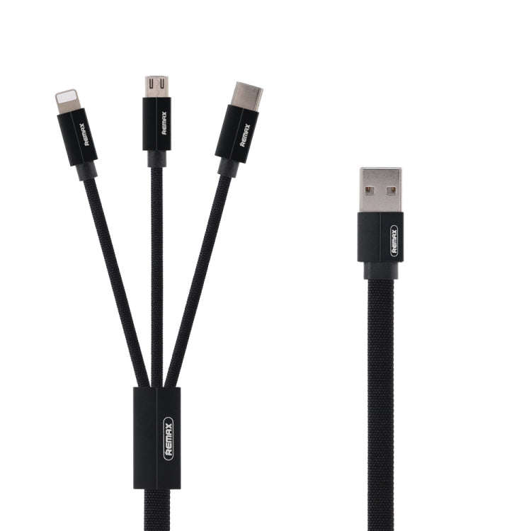 REMAX RC-094TH 1m 2.4A 3 in 1 USB to 8 Pin & USB-C / Type-C & Micro USB  Fast Charging Data Cable...