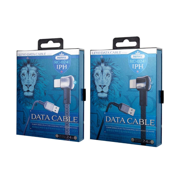 REMAX RC-024i Sury Leyo Series 1.2m 2.4A USB to 8 Pin Data Cable for iPhone, iPad(Black)