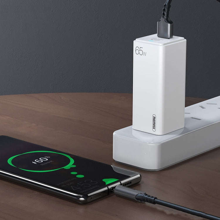 REMAX RP-U50 GaN  65W PD + QC 3.0 Type-C+ USB Port Fast Charger (US)(White)