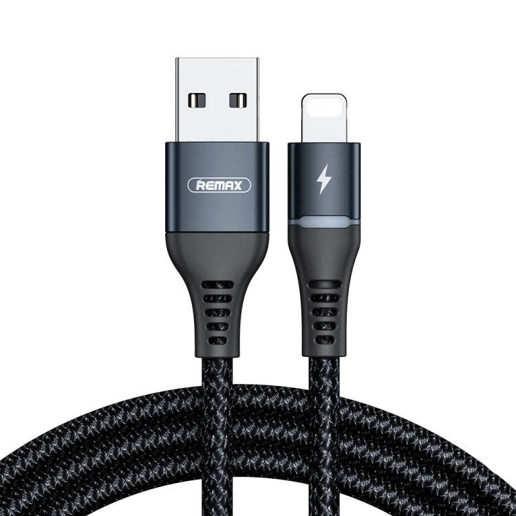 REMAX RC-152I 1m 2.4A USB to 8 Pin Colorful Breathing Data Cable(Black)