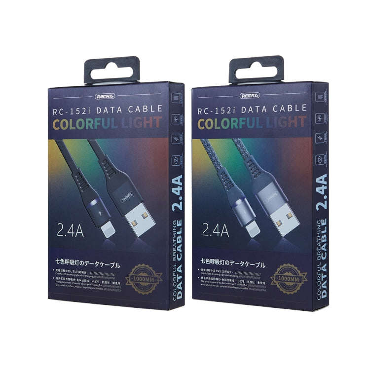 REMAX RC-152I 1m 2.4A USB to 8 Pin Colorful Breathing Data Cable(Silver)