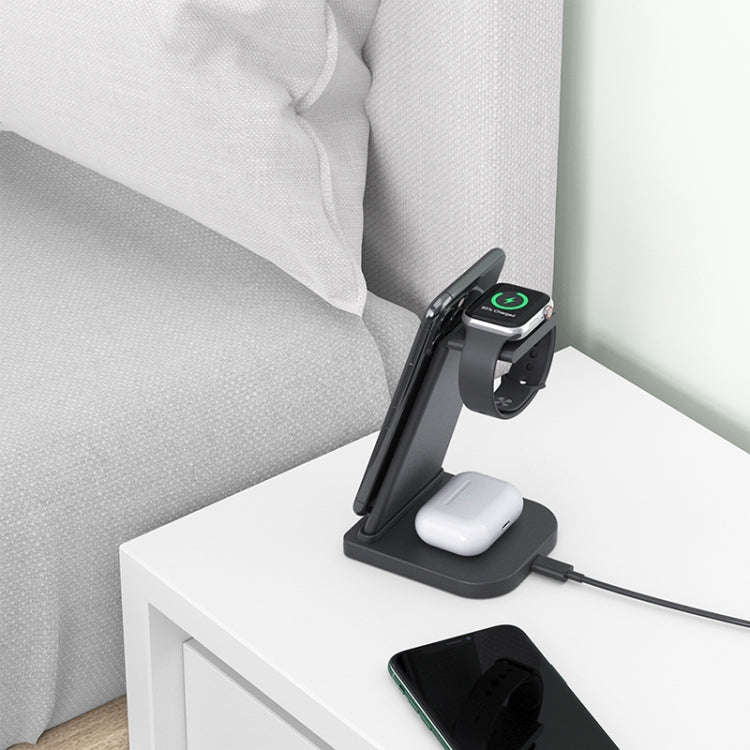 HQ-UD21 3 in 1 Folding Mobile Phone Watch Multi-Function Charging Stand Wireless Charger for iPho...