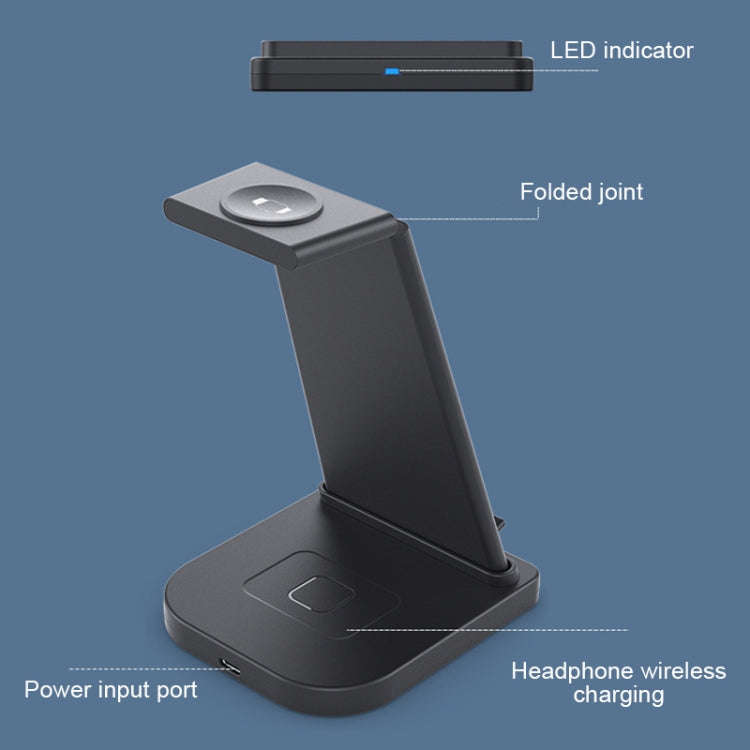HQ-UD21 3 in 1 Folding Mobile Phone Watch Multi-Function Charging Stand Wireless Charger for iPho...