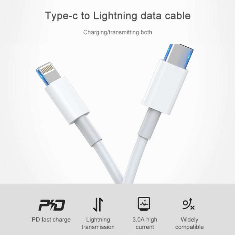 AWEI CL-68 3A Type-C / USB-C to 8 Pin PD Fast Charging Data Cable, Length: 1m(White)