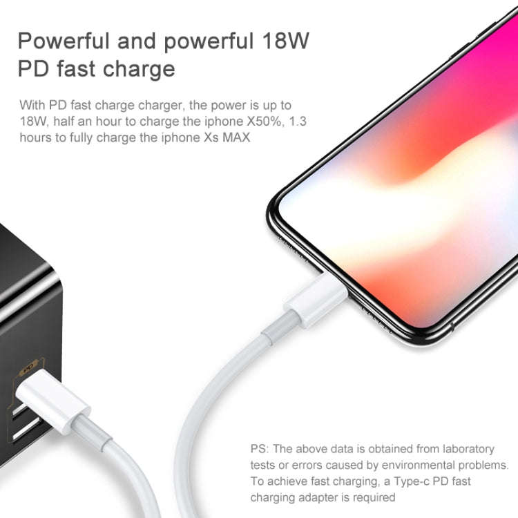 AWEI CL-68 3A Type-C / USB-C to 8 Pin PD Fast Charging Data Cable, Length: 1m(White)