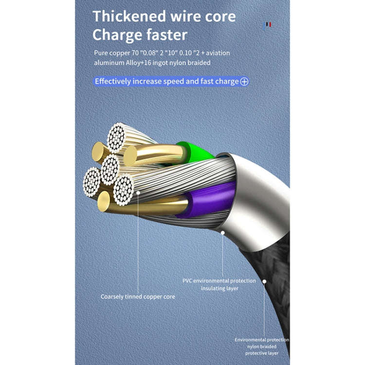 40W 5A USB to Micro USB + USB-C / Type-C + 8 Pin Fast Charging Data Cable, Cable Length: 1.2m