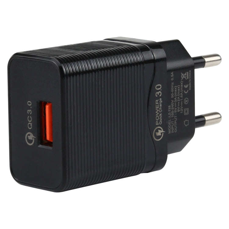 LZ-728 2 in 1 18W QC 3.0 USB Interface Travel Charger + USB to 8 Pin Data Cable Set, EU Plug, Cab...