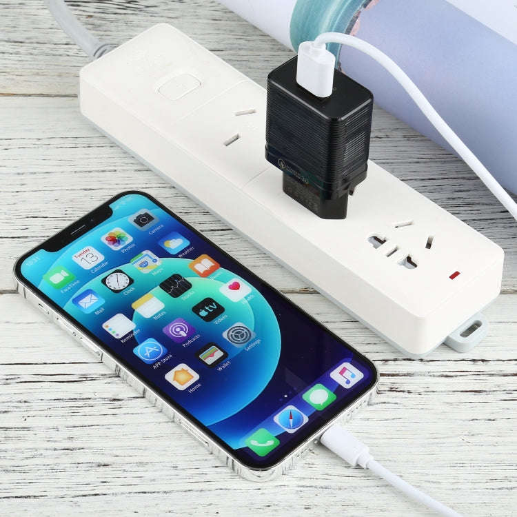 LZ-728 2 in 1 18W QC 3.0 USB Interface Travel Charger + USB to 8 Pin Data Cable Set, EU Plug, Cab...