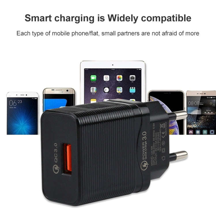 LZ-728 2 in 1 18W QC 3.0 USB Interface Travel Charger + USB to 8 Pin Data Cable Set, EU Plug, Cab...