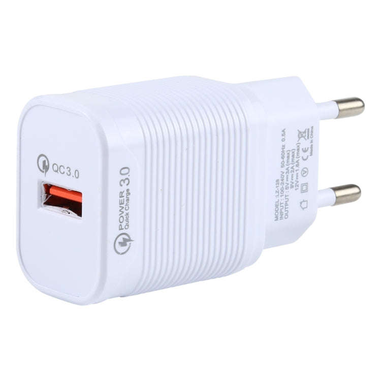 LZ-728 2 in 1 18W QC 3.0 USB Interface Travel Charger + USB to 8 Pin Data Cable Set, EU Plug, Cab...
