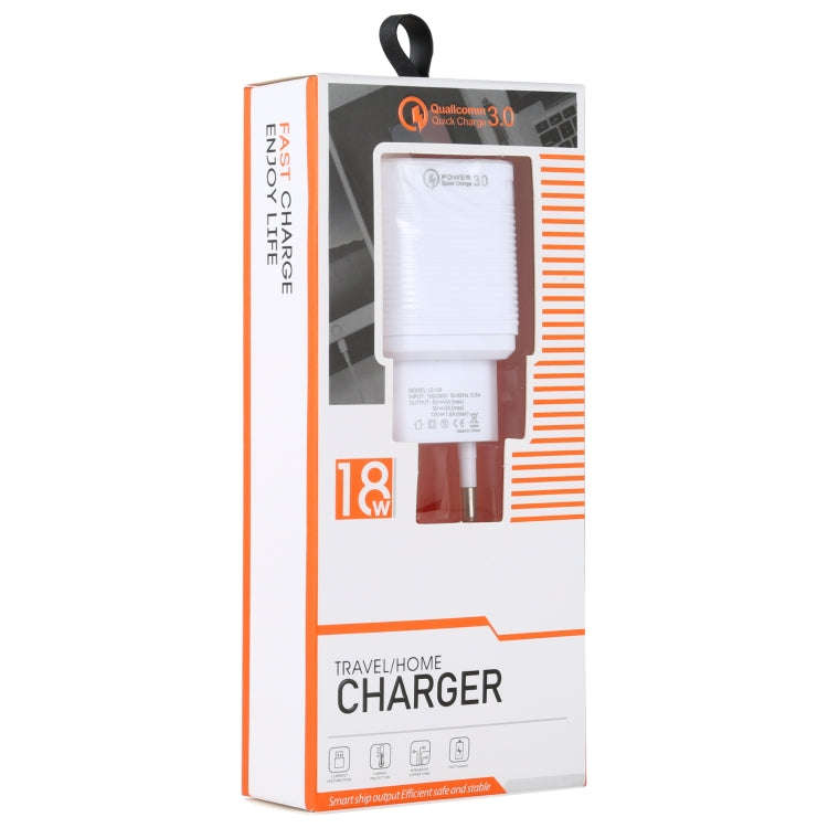 LZ-728 2 in 1 18W QC 3.0 USB Interface Travel Charger + USB to 8 Pin Data Cable Set, EU Plug, Cab...