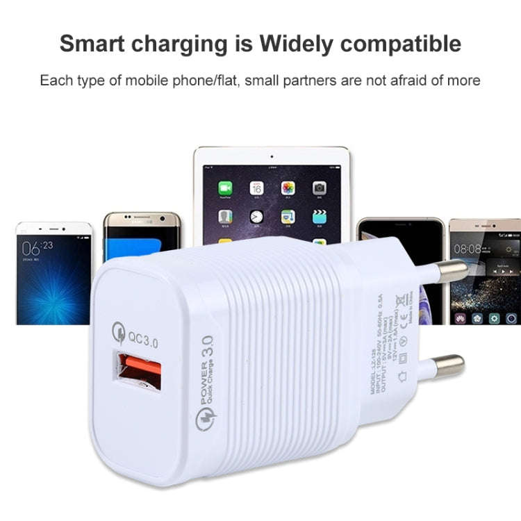 LZ-728 2 in 1 18W QC 3.0 USB Interface Travel Charger + USB to 8 Pin Data Cable Set, EU Plug, Cab...
