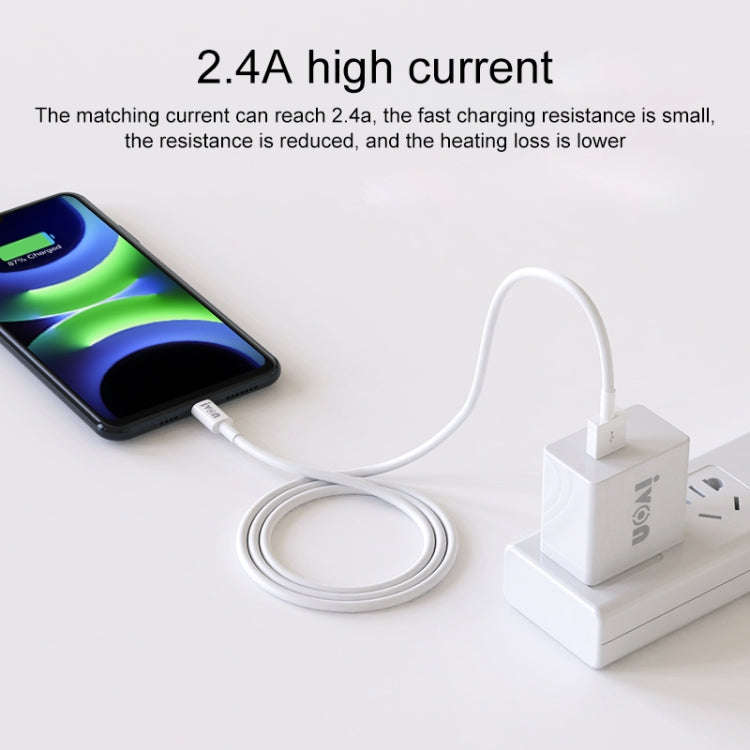 IVON CA70 Micro USB Fast Charging Data Cable, Length: 3m (White)