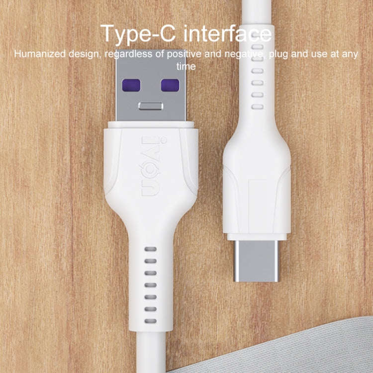 IVON CA86 5A Type-C / USB-C Super Fast Charging Data Cable, Length: 1m (White)