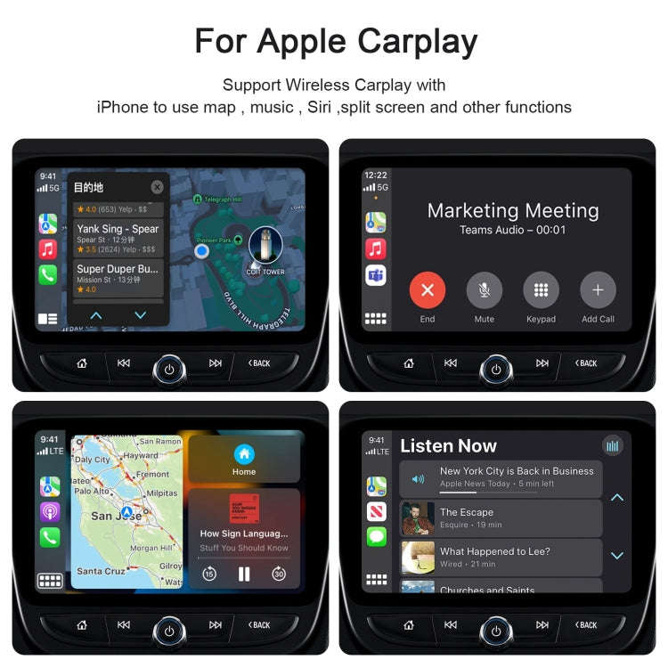 USB + USB-C / Type-C Wired to Wireless Carplay Adapter for iPhone(White)
