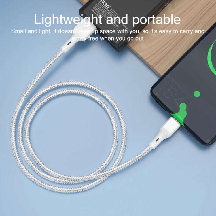 IVON CA85 Type-C / USB-C Super Fast Charging Data Cable, Length: 1m (White)