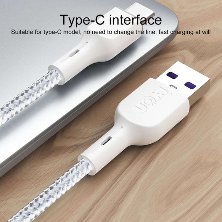 IVON CA85 Type-C / USB-C Super Fast Charging Data Cable, Length: 1m (White)