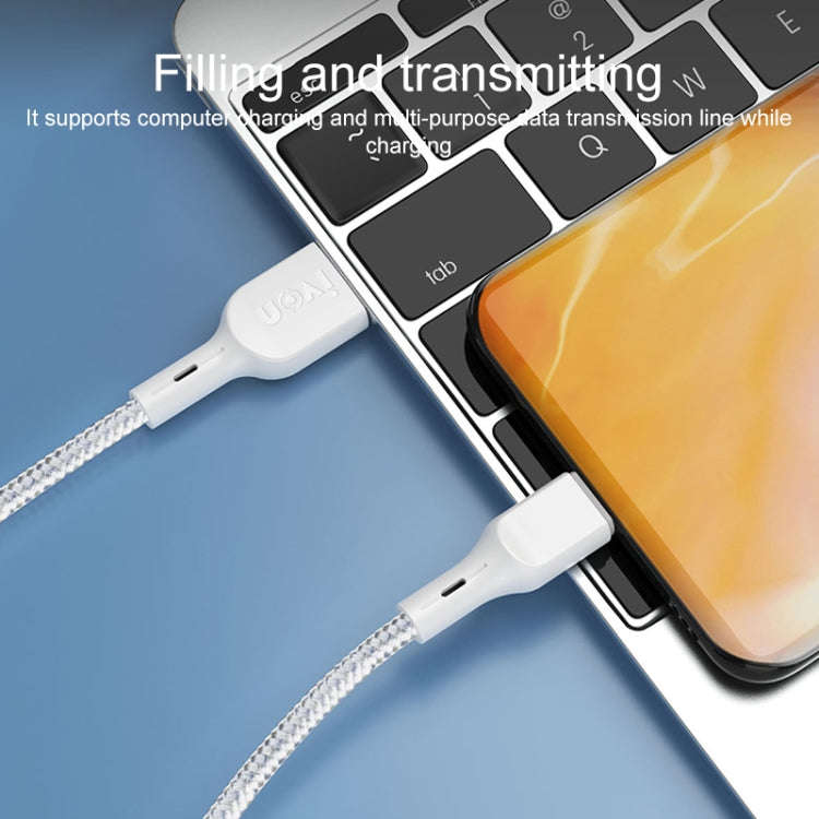 IVON CA85 Type-C / USB-C Super Fast Charging Data Cable, Length: 1m (White)