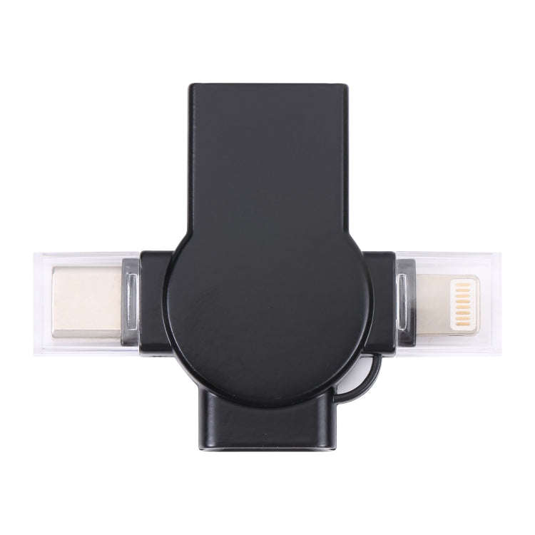 X09 4 in 1 USB to Dual 8 Pin+USB-C/Type-C Interface OTG Adapter (Black)