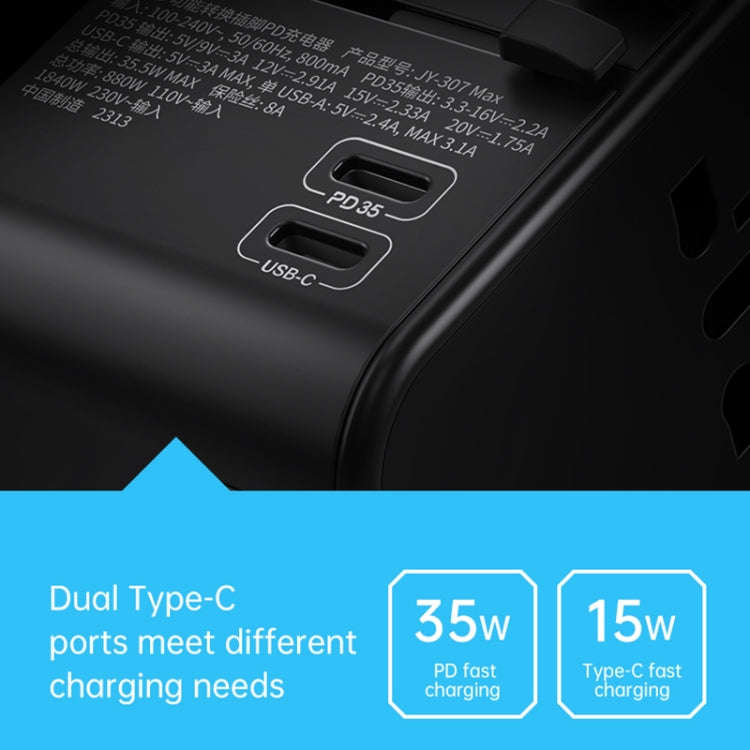 ROCK T62 35.5W Global Travel Multifunctional Plug PD Charger Power Adapter(Black)