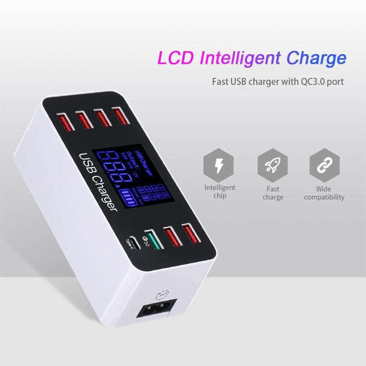 A9 Plus (Global Version) Multi-function AC 100V~240V 8 Ports USB Digital Display LCD Detachable C...