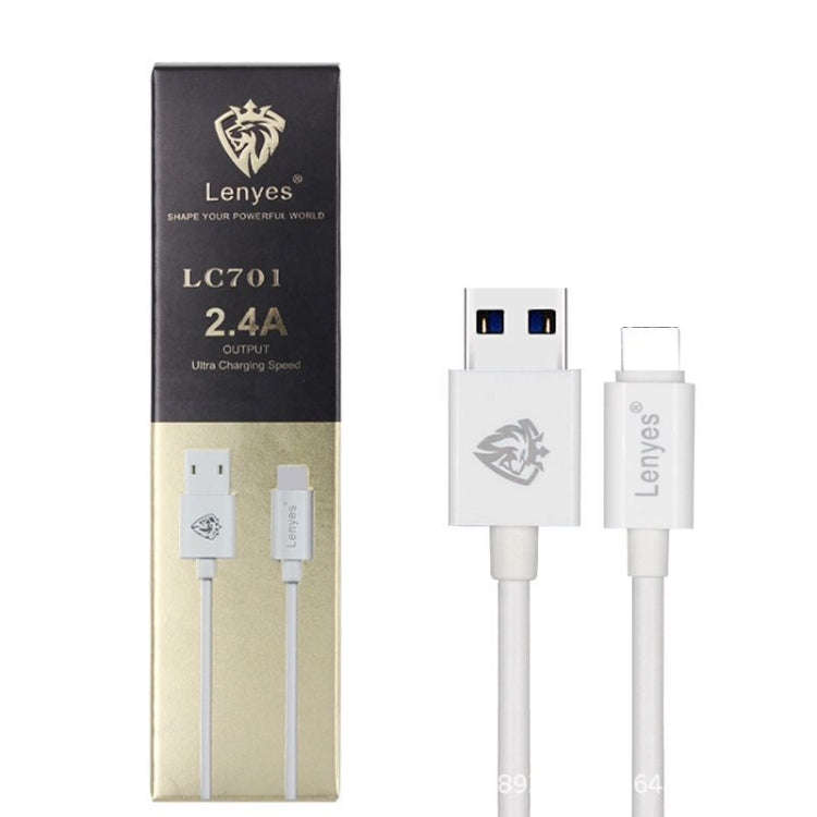 Lenyes LC701 1m 2.4A Output USB to 8 Pin PVC Data Sync Fast Charging Cable