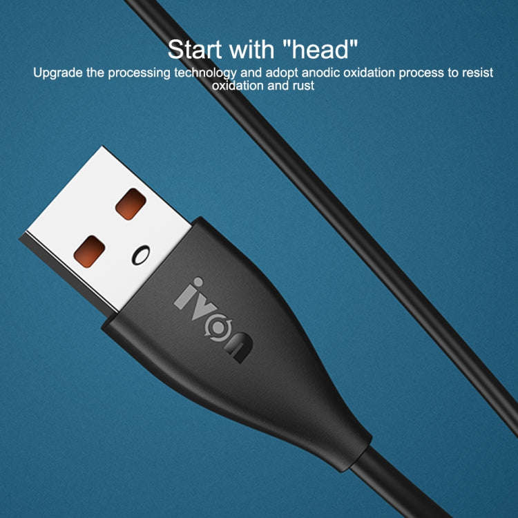 IVON CA87 USB to Micro USB TPE Fast Charge Data Cable, Cable Length: 1m (Black)