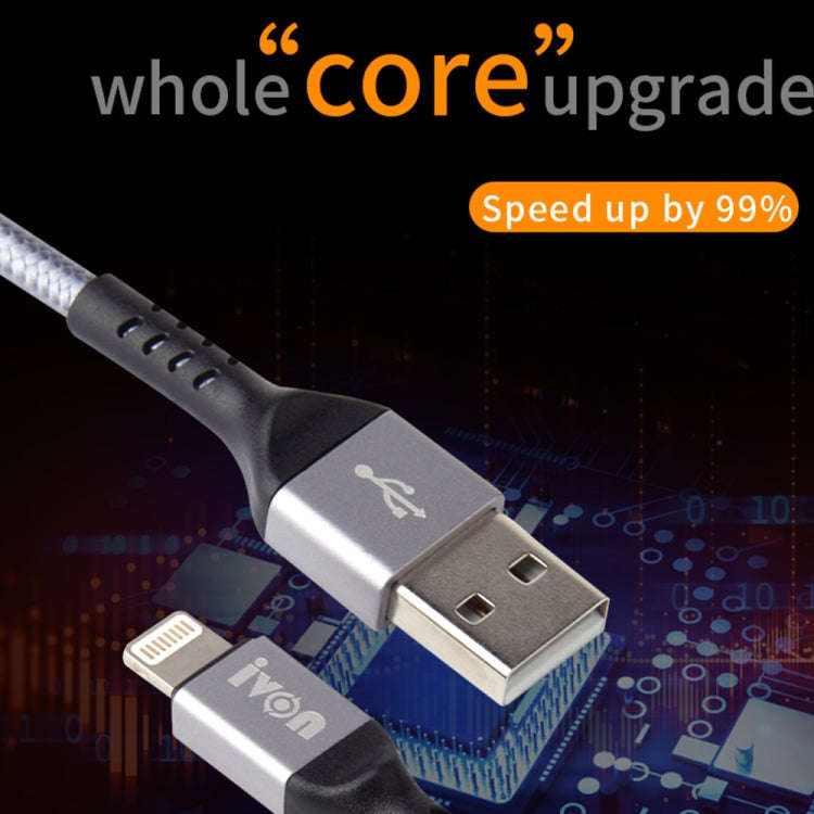 IVON CA89 2.1A USB to Micro USB Braid Fast Charge Data Cable, Cable Length: 1m (Grey)