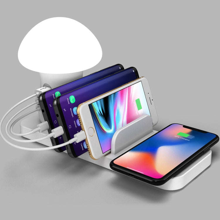 HQ-UD12 Universal 4 in 1 40W QC3.0 3 USB Ports + Wireless Charger Mobile Phone Charging Station w...