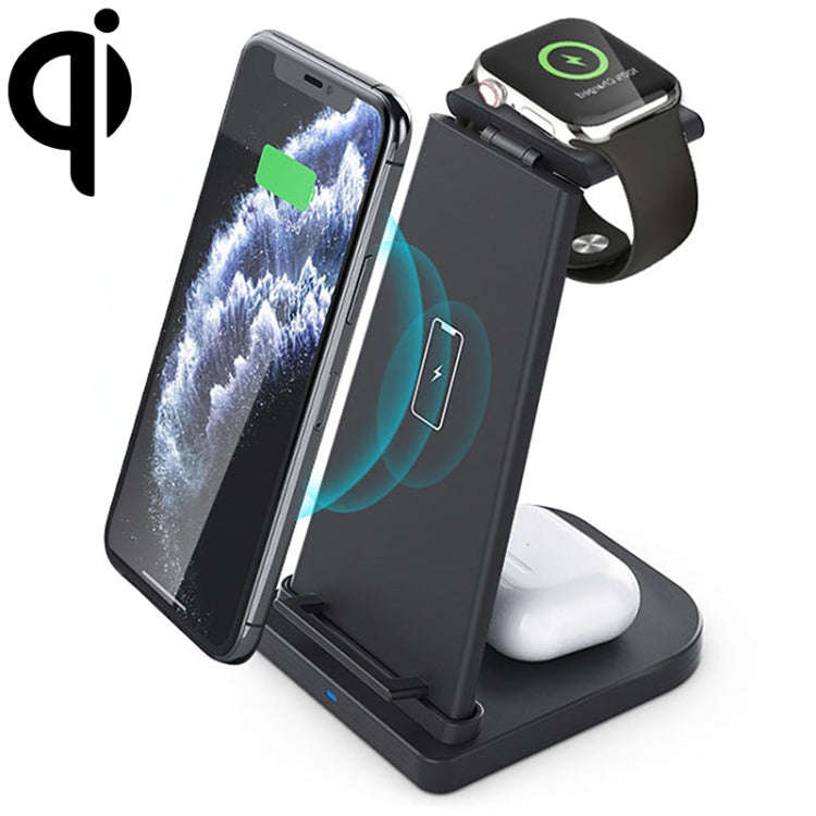 10W 3 in 1 QC 3.0  Vertical Multi-function Wireless Charger with Stand Function, Suitable for Mob...