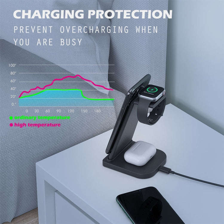 10W 3 in 1 QC 3.0  Vertical Multi-function Wireless Charger with Stand Function, Suitable for Mob...