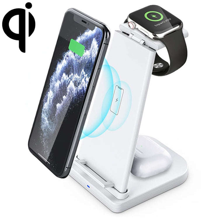 10W 3 in 1 QC 3.0  Vertical Multi-function Wireless Charger with Stand Function, Suitable for Mob...