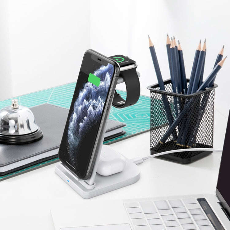10W 3 in 1 QC 3.0  Vertical Multi-function Wireless Charger with Stand Function, Suitable for Mob...