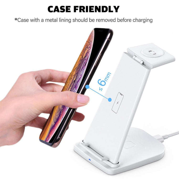 10W 3 in 1 QC 3.0  Vertical Multi-function Wireless Charger with Stand Function, Suitable for Mob...
