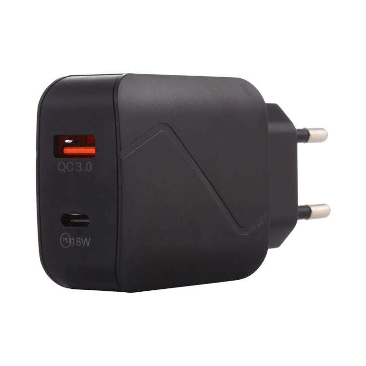 LZ-819A+C QC3.0 USB + PD 18W USB-C / Type-C Interfaces Travel Charger with Indicator Light, EU Pl...