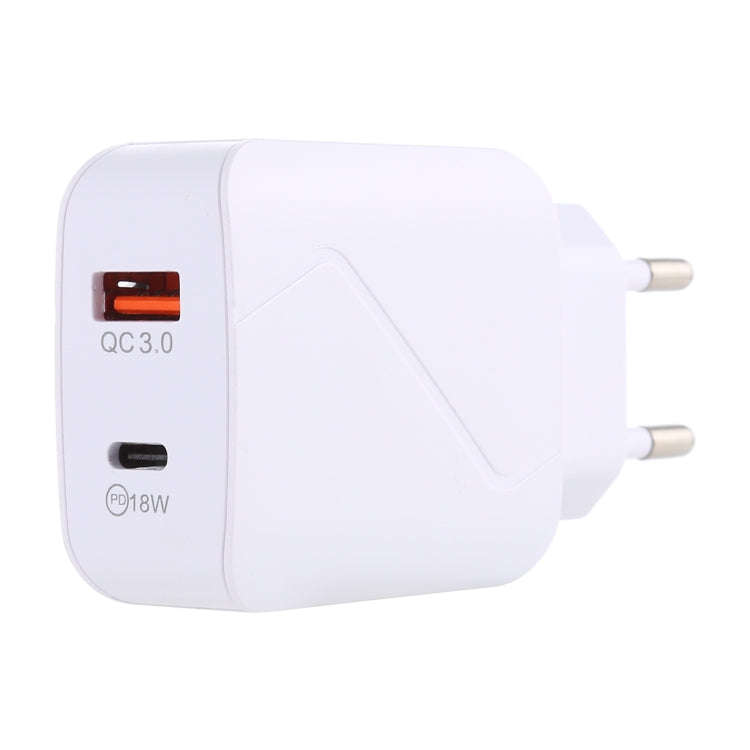 LZ-819A+C QC3.0 USB + PD 18W USB-C / Type-C Interfaces Travel Charger with Indicator Light, EU Pl...