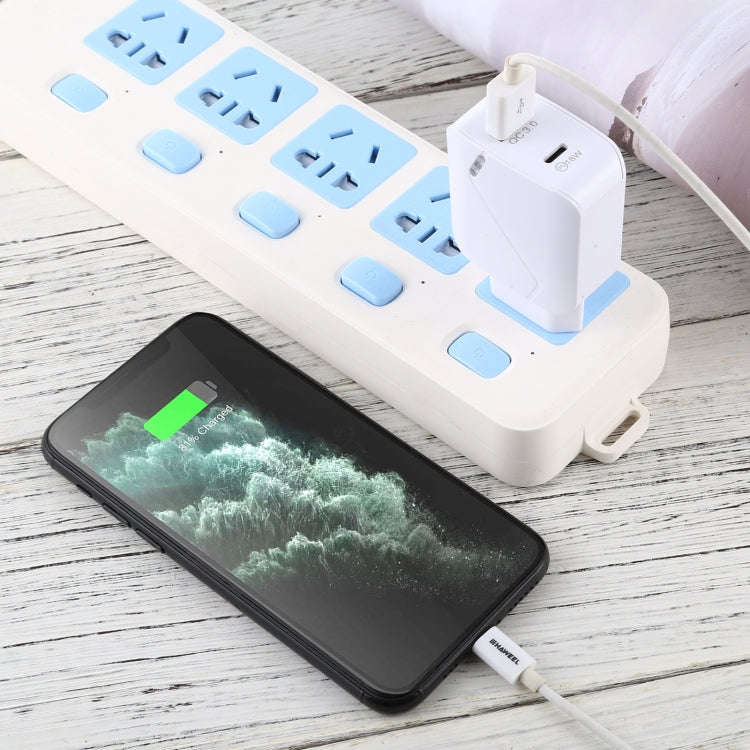 LZ-819A+C QC3.0 USB + PD 18W USB-C / Type-C Interfaces Travel Charger with Indicator Light, EU Pl...