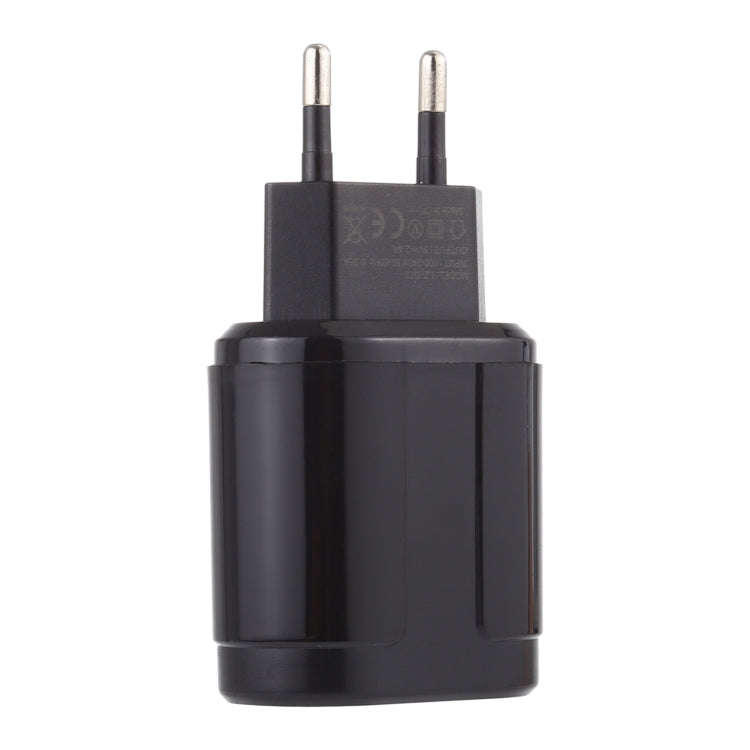 LZ-022 5V 2.4A Dual USB Ports Travel Charger, EU Plug (Black)