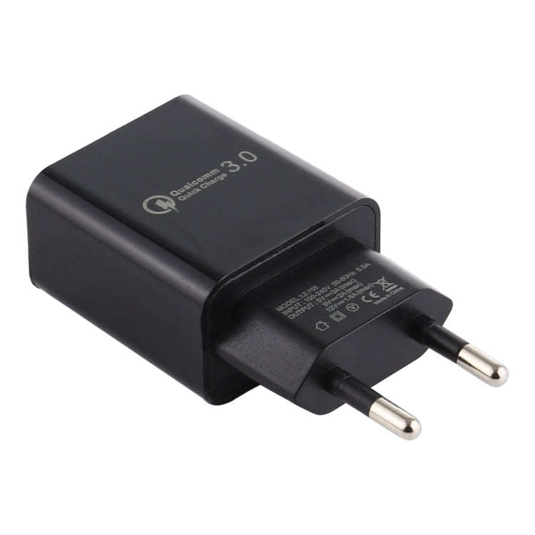 LZ-706 QC3.0 Single USB Port Travel Charger, EU Plug (Black)