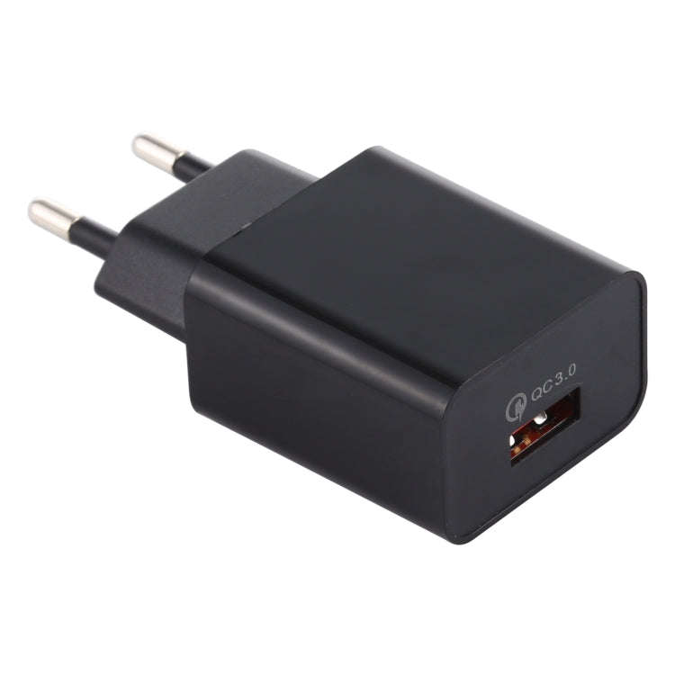 LZ-706 QC3.0 Single USB Port Travel Charger, EU Plug (Black)