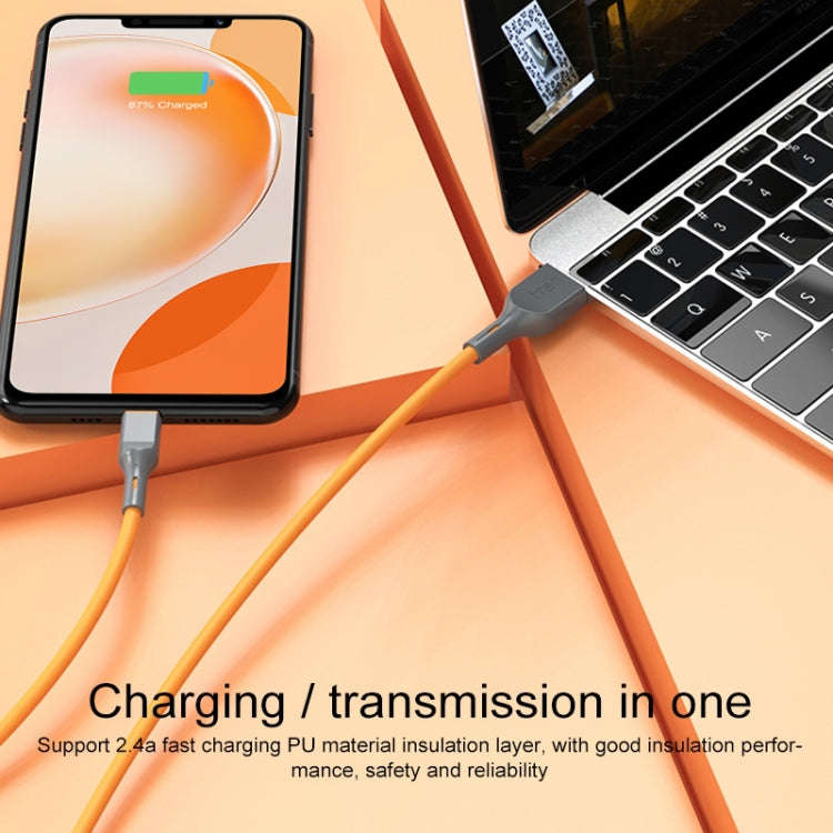 IVON CA78 2.4A Type-C / USB-C Fast Charging Data Cable, Length: 1m(Orange)